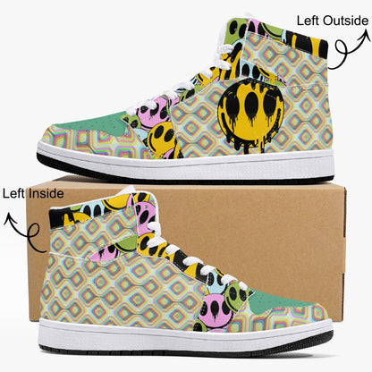 Psychedelic Melt Your Face Happy Face   |   Takai High-Top Leather Sneakers