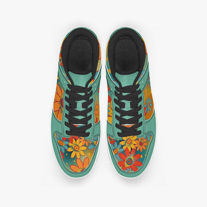 Psychedelic Gradient Flower Eyes   |   Kawa Low-Top Leather Sneakers