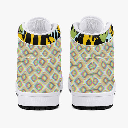 Psychedelic Melt Your Face Happy Face   |   Takai High-Top Leather Sneakers