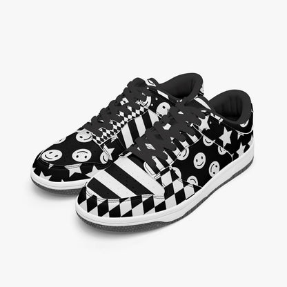 Black & White Clowncore    |    Kawa Low-Top Leather Sneakers