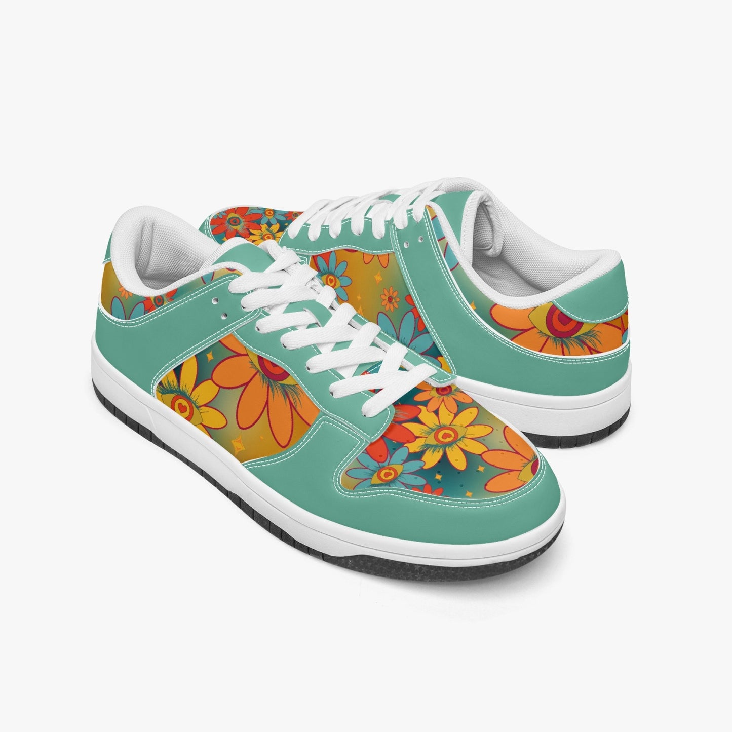 Psychedelic Gradient Flower Eyes   |   Kawa Low-Top Leather Sneakers