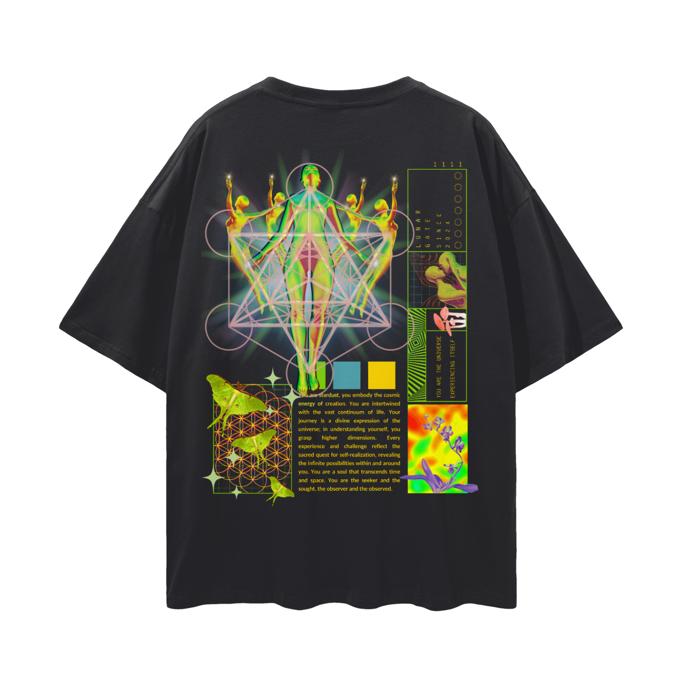 You Are the Universe Experiencing Itself Psychedelic Sacred Geometry   |   Oversize Adult Deep Drop Shoulder Tee
