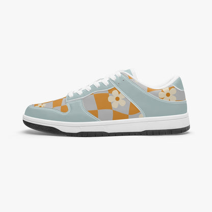 Wavy Checkers and Flowers   |   Kawa Low Top Leather Sneakers