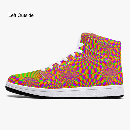 Psychedelic Optical Illusions (Red, Purple, Orange, Green)   |   Takai High-Top Leather Sneakers