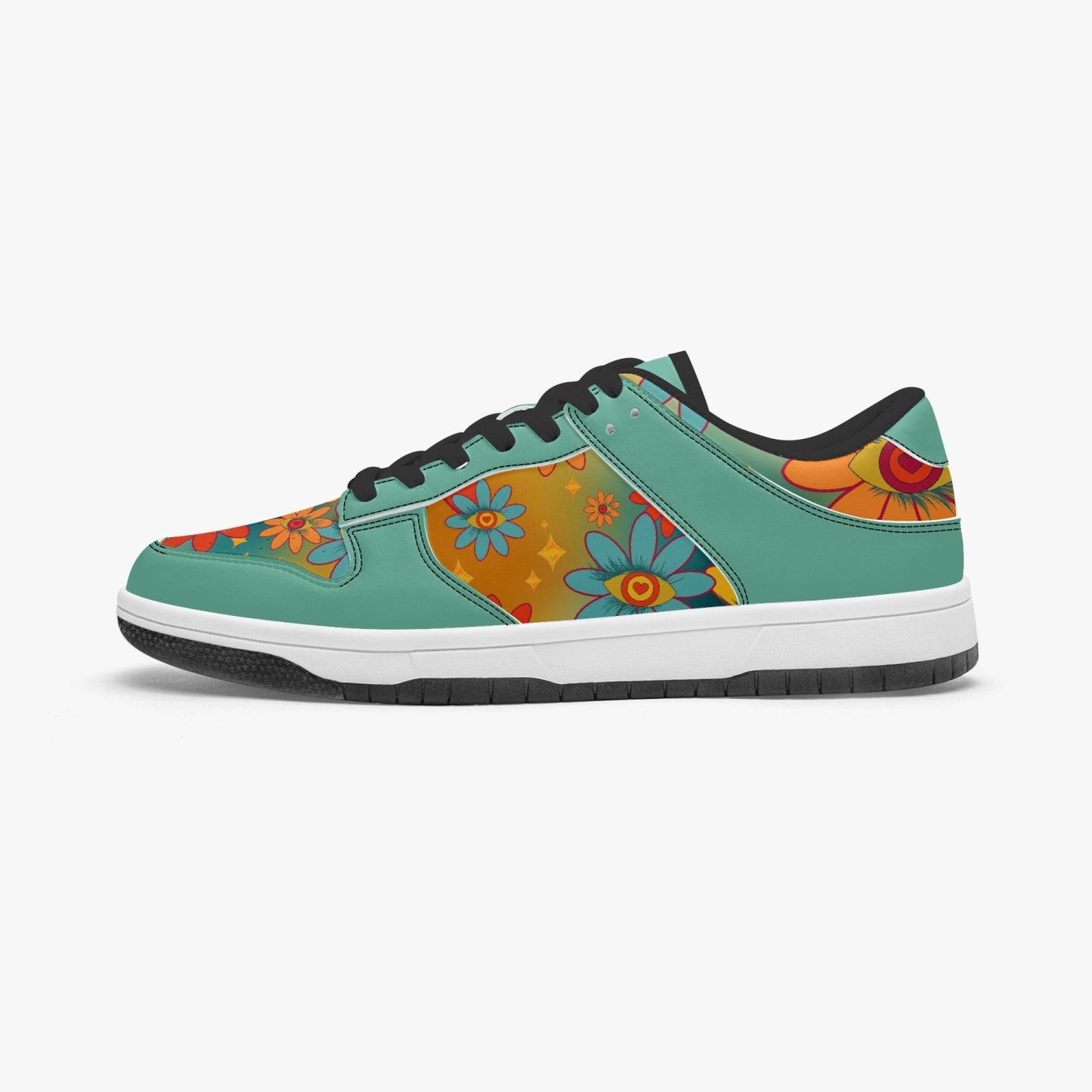 Psychedelic Gradient Flower Eyes   |   Kawa Low-Top Leather Sneakers