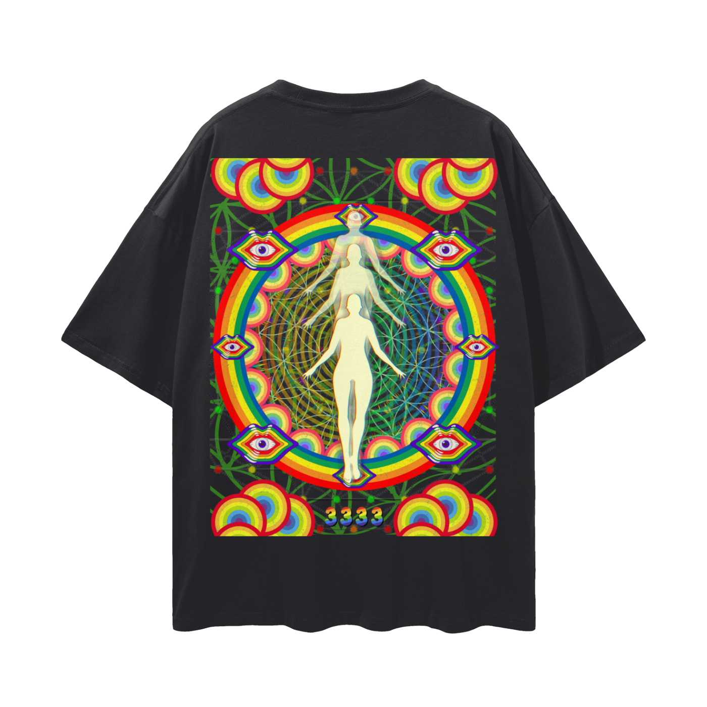 Awaken Your True Colors Psychedelic Rainbow RGB light art   |   Oversize Adult Deep Drop Shoulder Tee