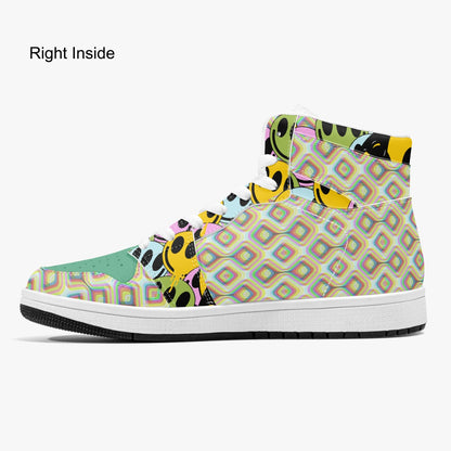 Psychedelic Melt Your Face Happy Face   |   Takai High-Top Leather Sneakers