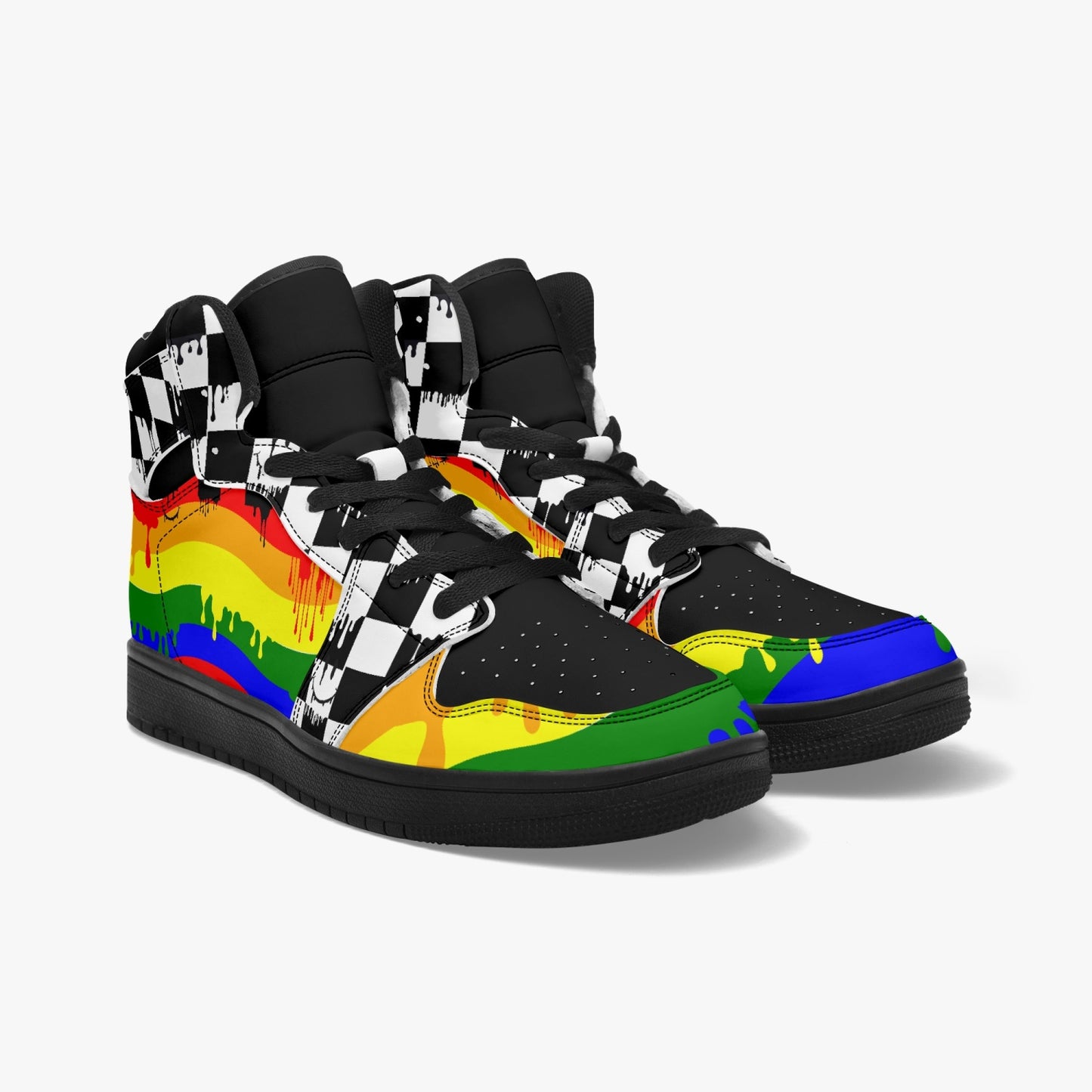 Psychedelic Melting Checkers and Rainbow Graffiti    |   Takai High Top Sneakers