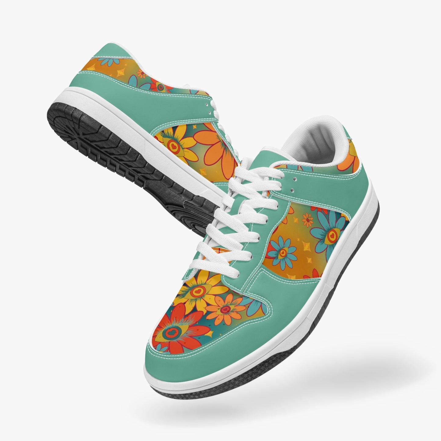 Psychedelic Gradient Flower Eyes   |   Kawa Low-Top Leather Sneakers