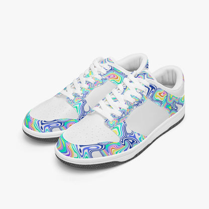 Groovy Liquid Lines - White   |   Kawa Low-Top Leather Sneakers