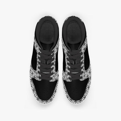 Black and White Flower of Life Sacred Geometry  |    Kawa Low-Top Leather Sneakers