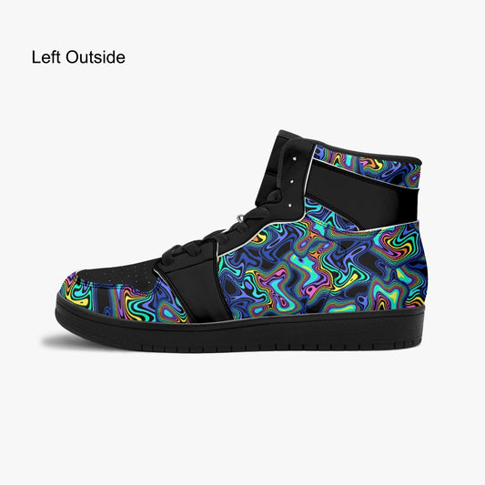 Groovy Liquid Lines - Black   |   Takai High Top Leather Sneakers