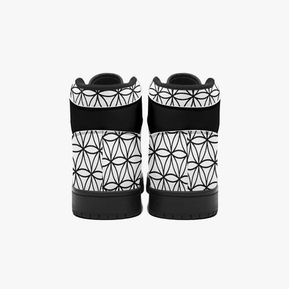 Black and White Flower of Life Sacred Geometry  |   Takai High Top Leather Sneakers