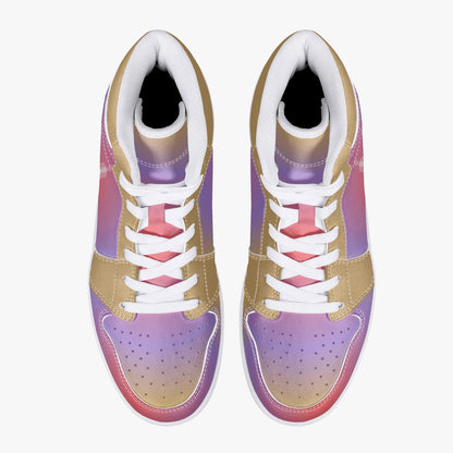 Aura Gradient - Beige, Purple, Red   |   Takai High-Top Leather Sneakers