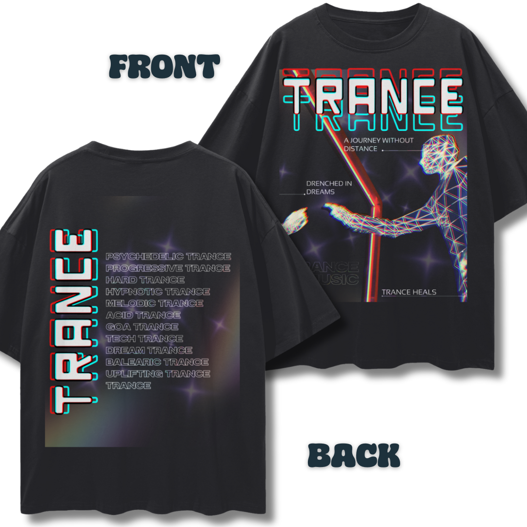 TRANCE MUSIC HEALS   |   Oversize Adult Deep Drop Shoulder Tee