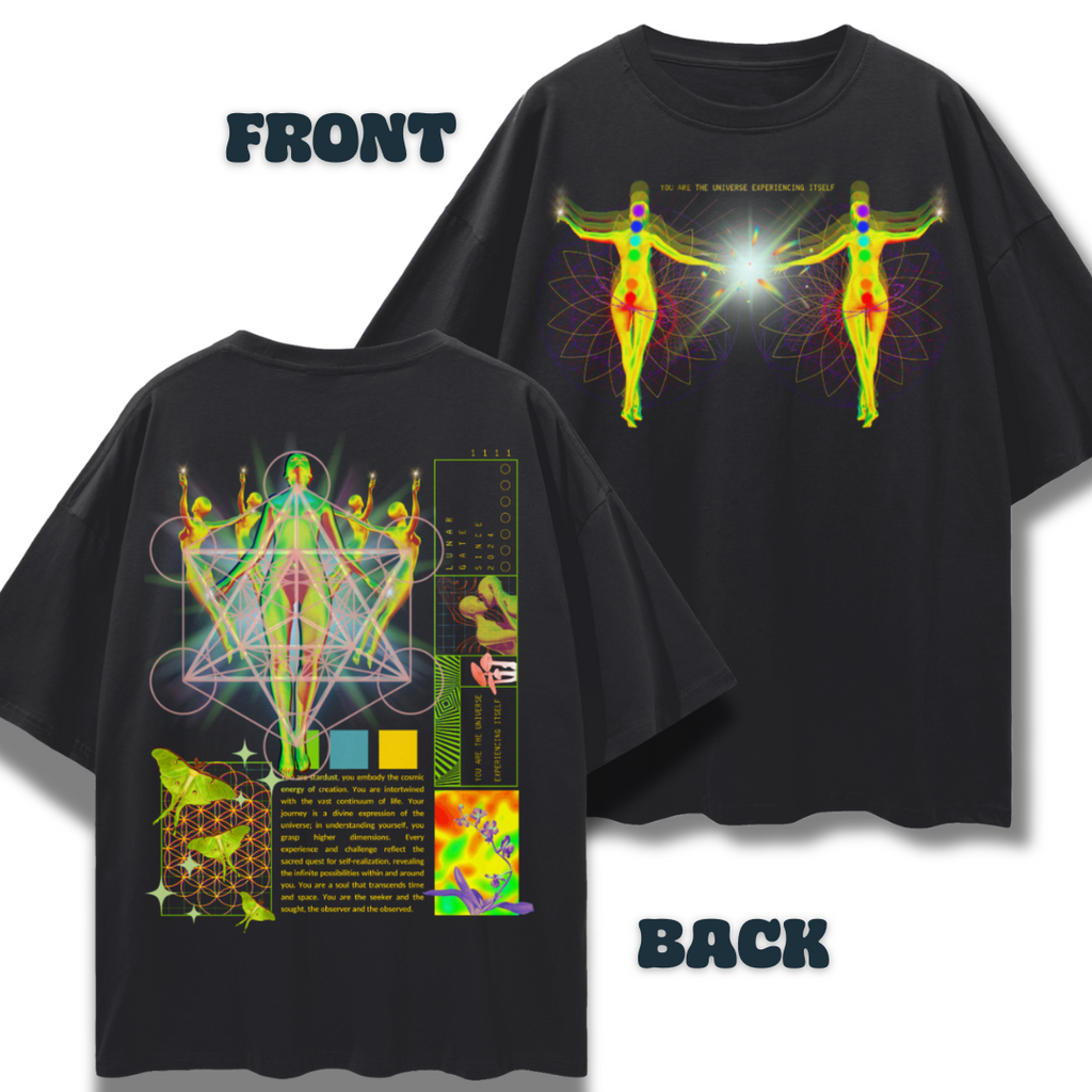 You Are the Universe Experiencing Itself Psychedelic Sacred Geometry   |   Oversize Adult Deep Drop Shoulder Tee
