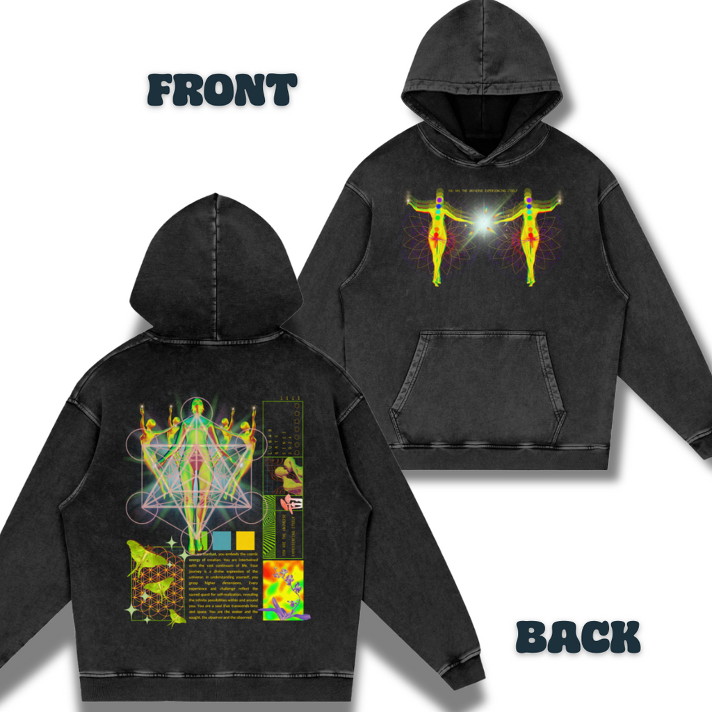 You Are the Universe Experiencing Itself Psychedelic Sacred Geometry   |  Acid Wash Adult Oversize Hoodie